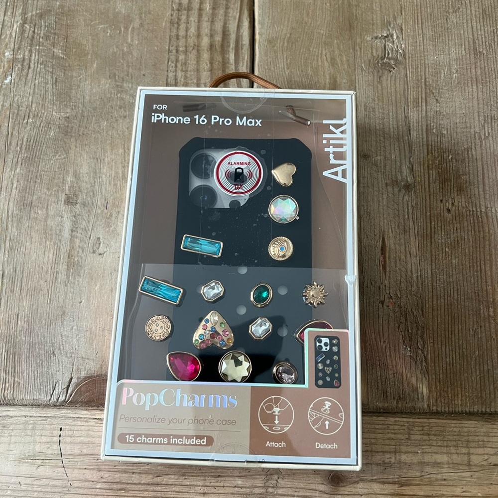 PopCharms for iPhone 16 pro Black 15 jewelry charms Attach